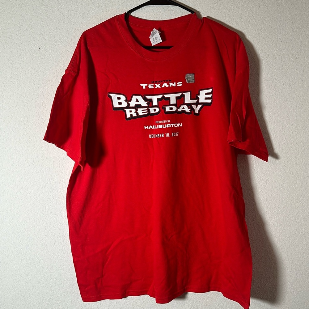 Houston Texans Gildan Mens Shirt T-Shirt Battle Red Day Football-NFL Logo XL New
